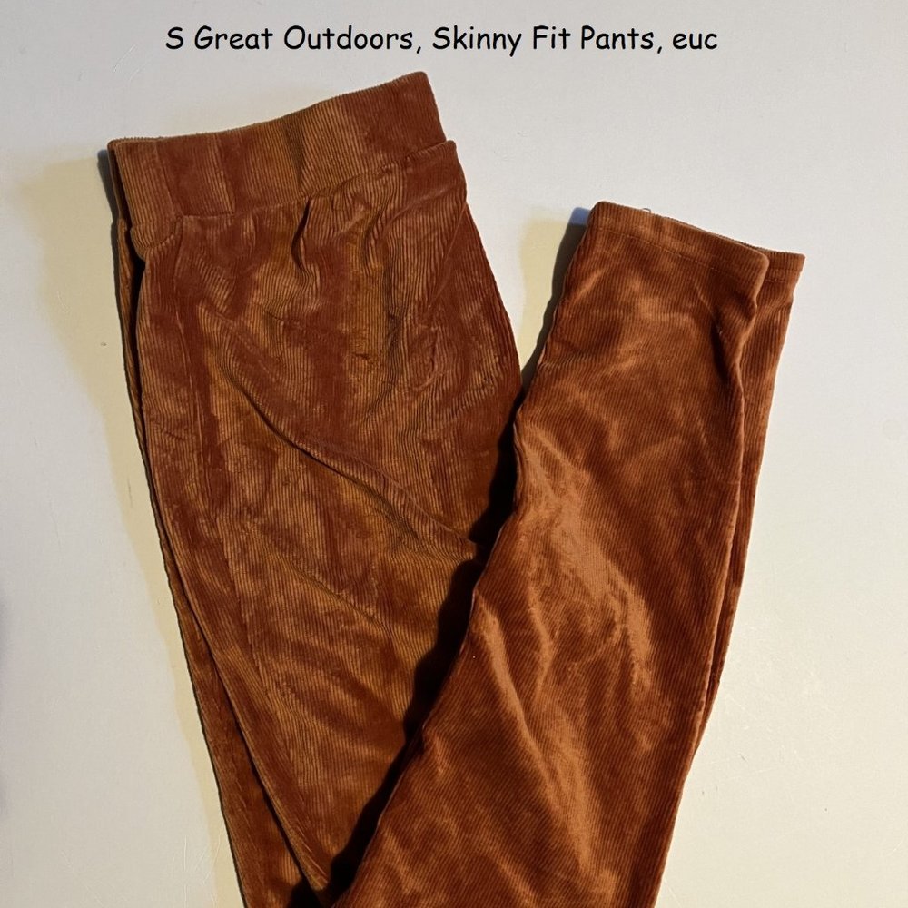 Small Lularoe Great Outdoors Skinny Fit Pants, orangy brown, cords